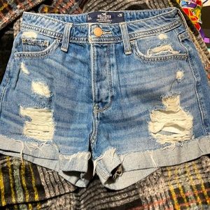 Blue Ripped Jean Shorts